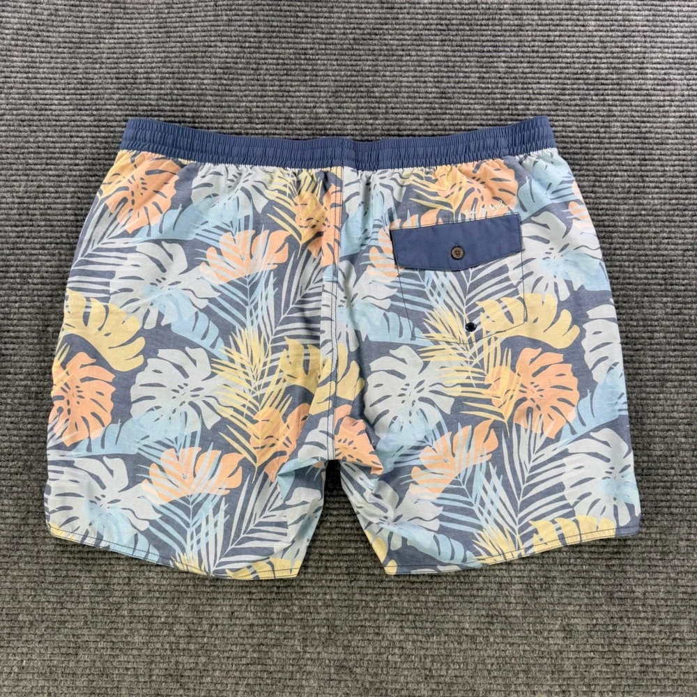 TravisMathew Mens‎ XXL Tropical Palm Print Board Shorts Blue Orange Swim Trunks